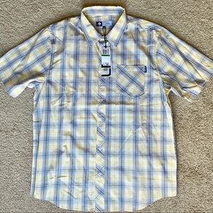 NWT LRG PlAid Short Sleeve Button Down L